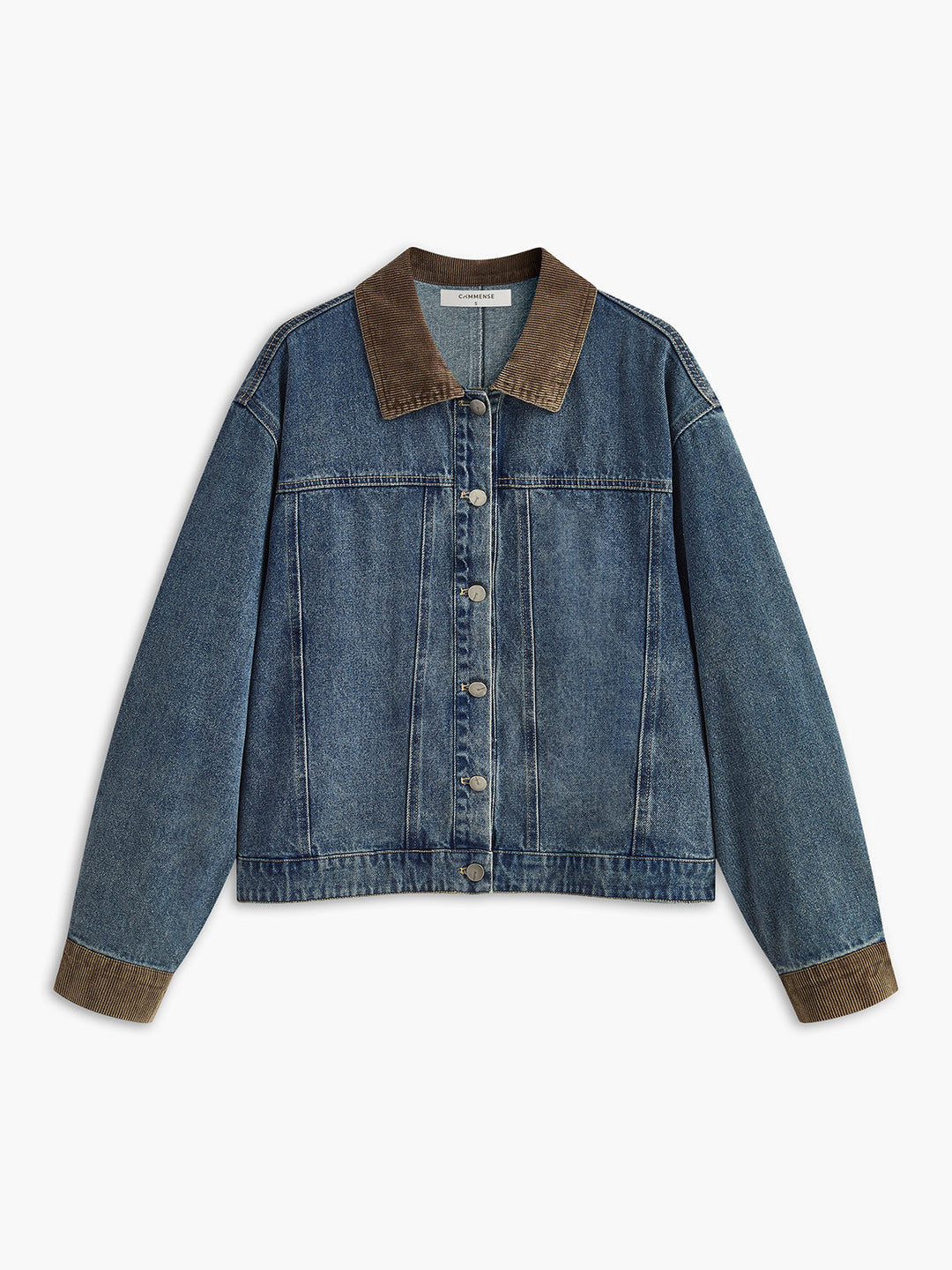 Svelte Chic Kontrast Yaka Piping Jean Ceket