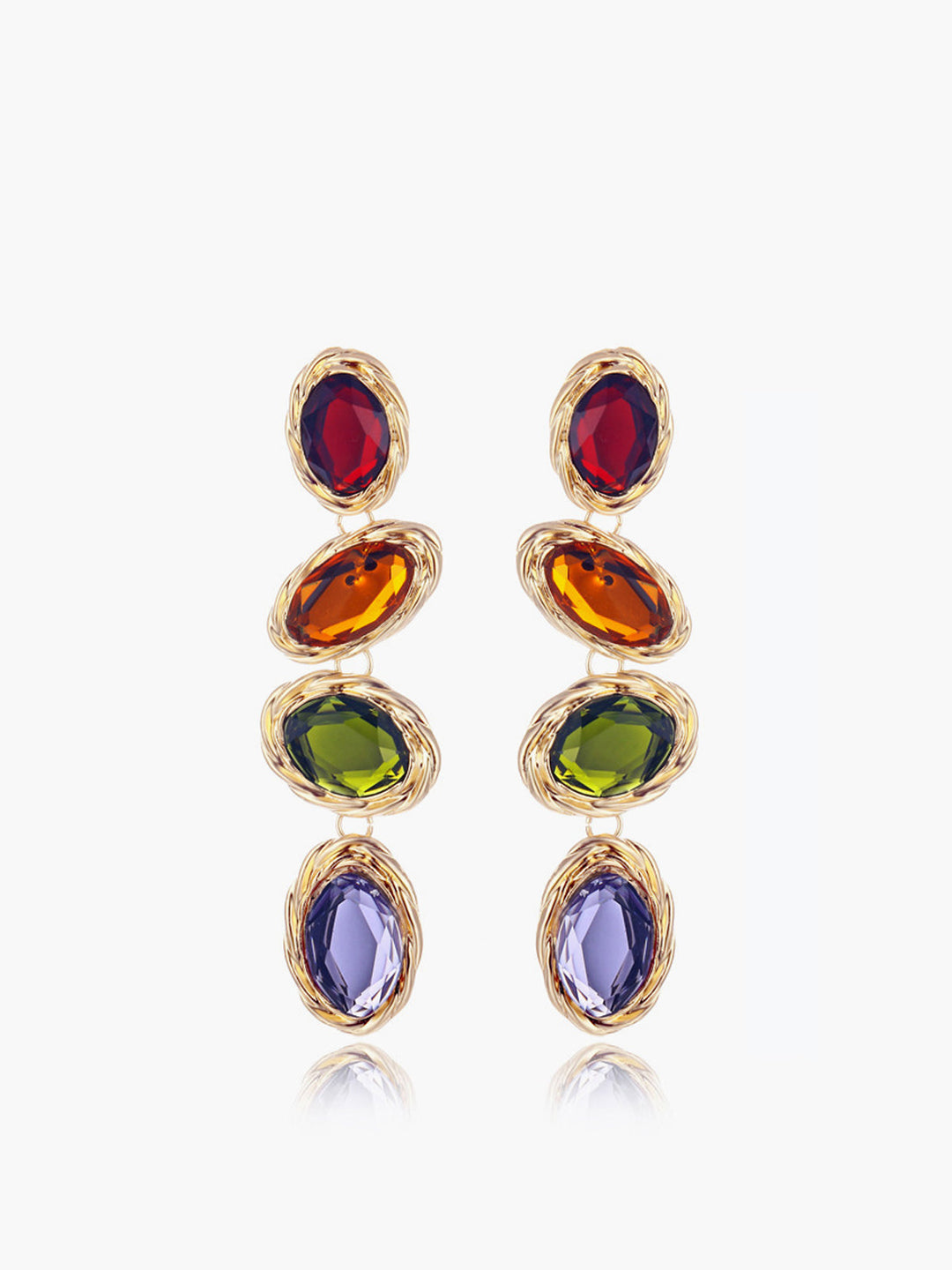 Renkli Rhinestone Küpeler, parlak taşlarla süslenmiş