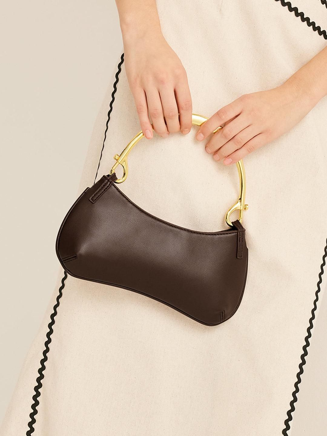 Metal-Handle Zipper Armpit Bag, şık ve modern tasarım