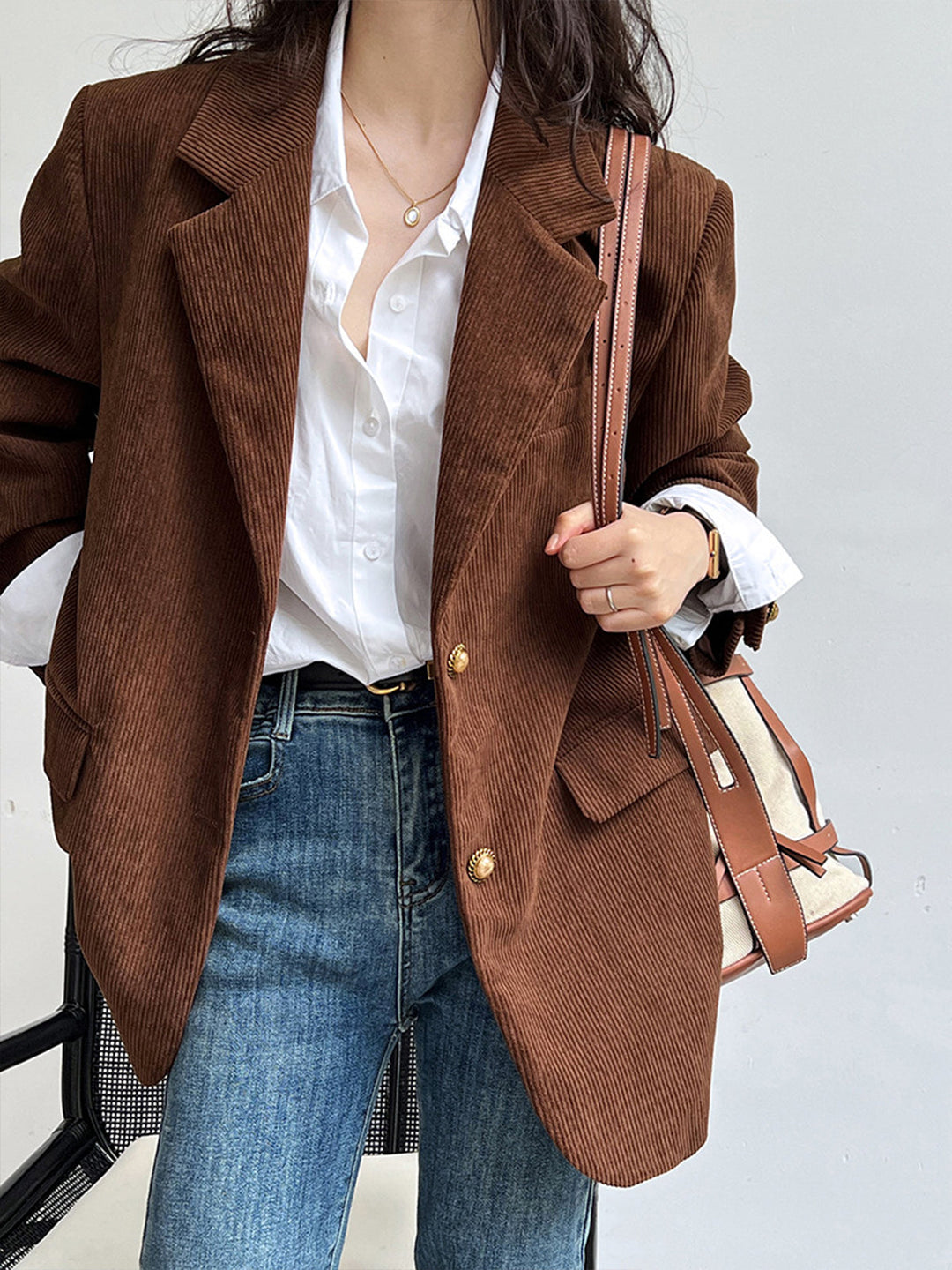 Omuz pedli kordon blazer ceket