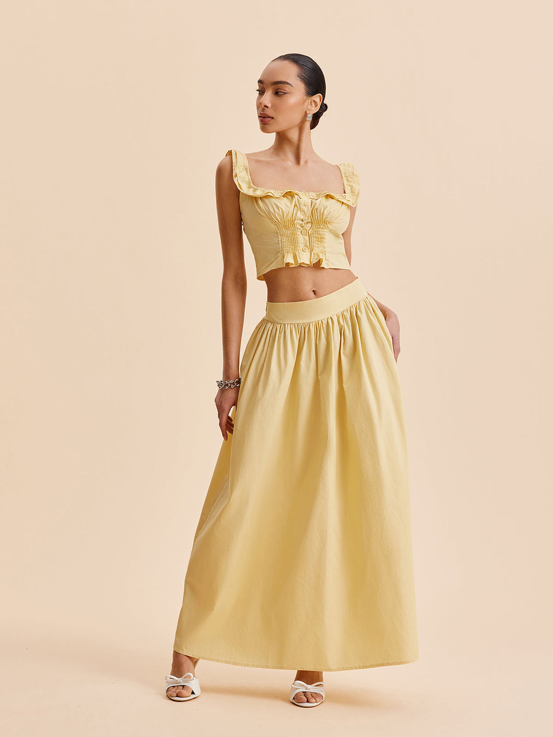 Şık Volanlı Crop Top ve Etek Takımı, Svelte Chic