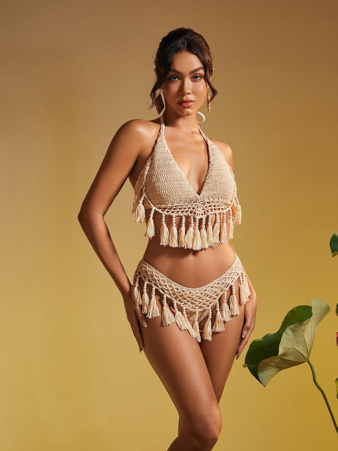 Aquila Örgü Püsküllü Bikini İki Parçalı Takım