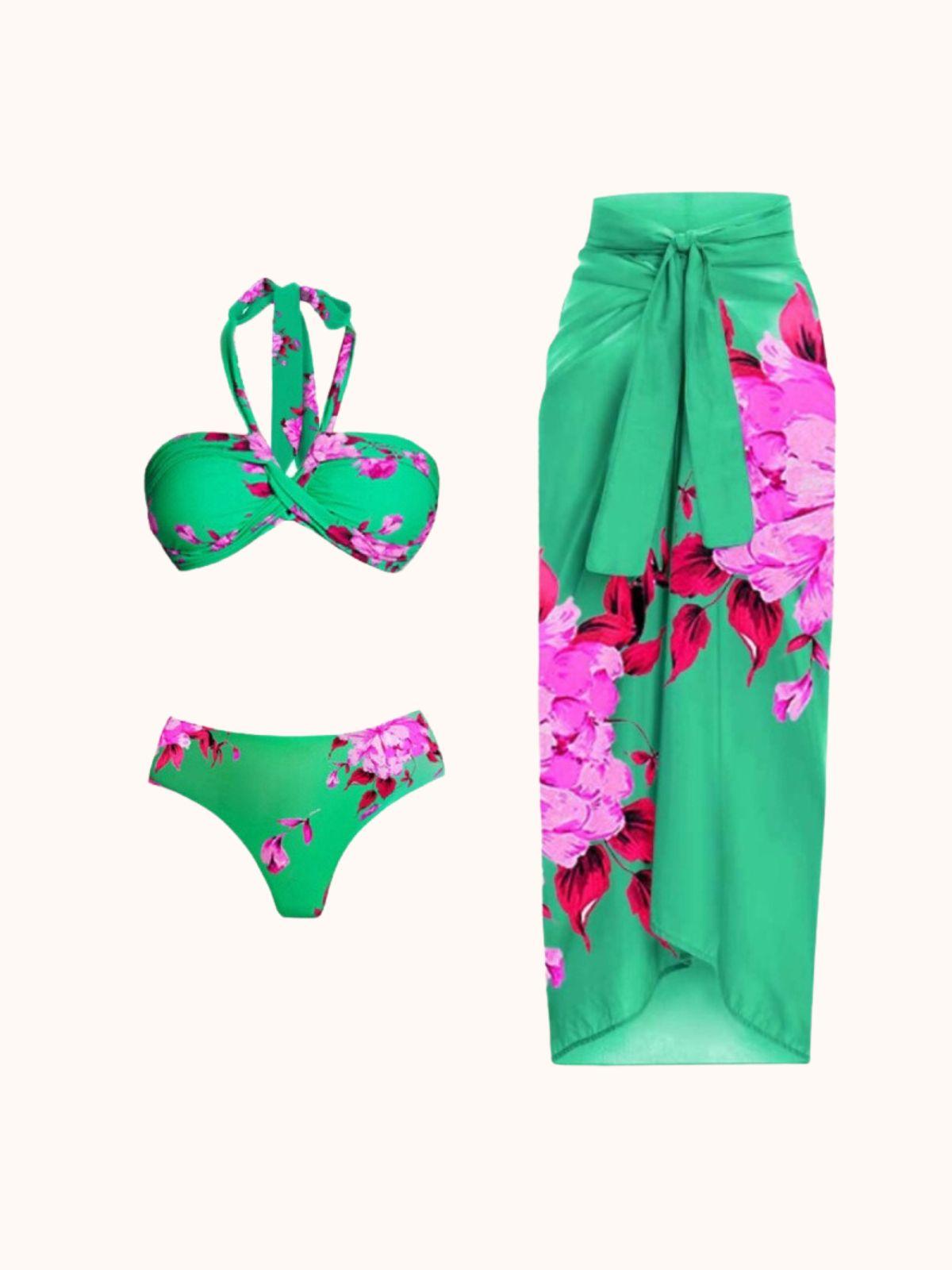 Aunika Tek Parça Halter Yaka Bikini Seti Üçlü