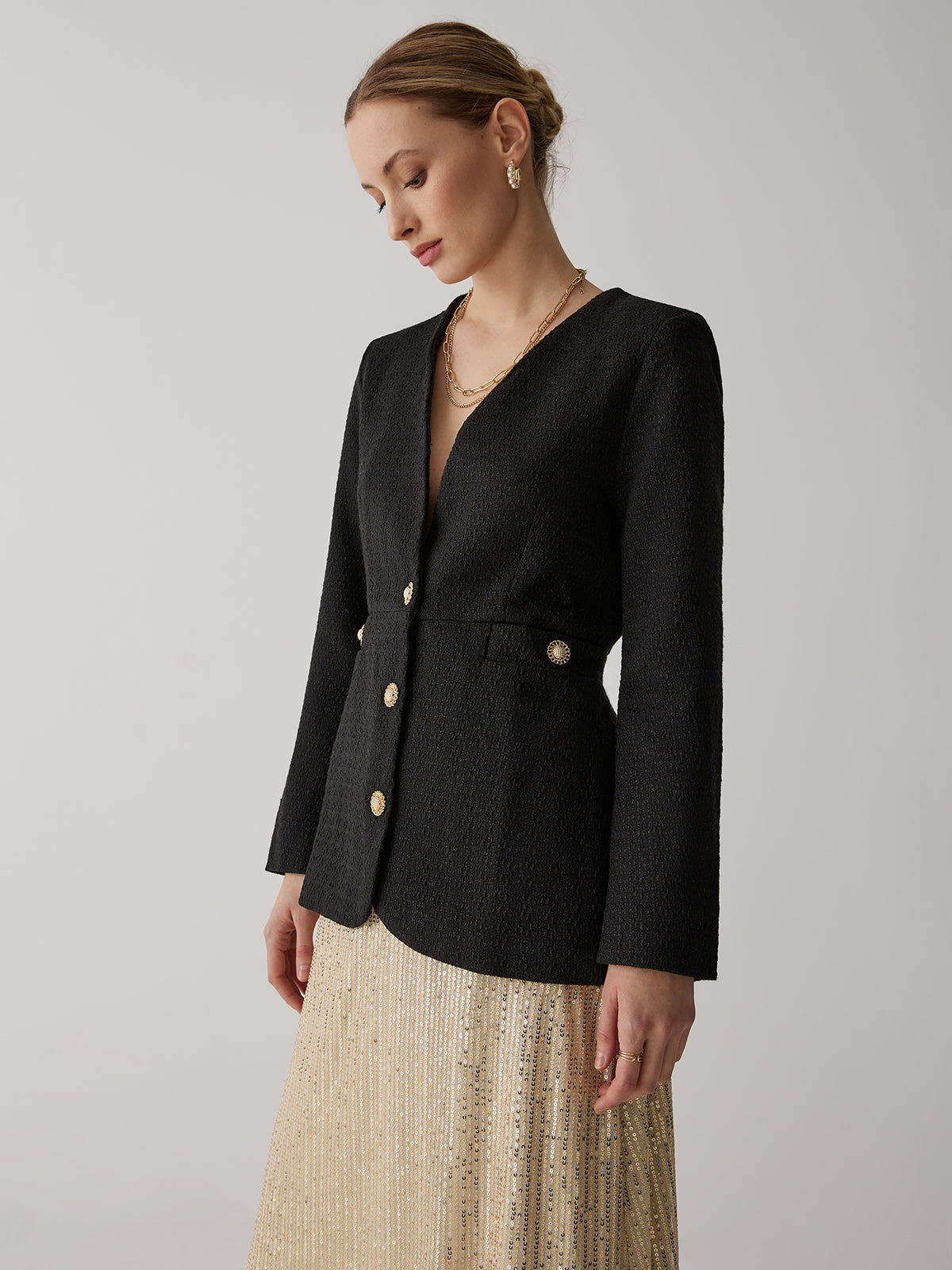 Vintage Siyah Tüvit Blazer