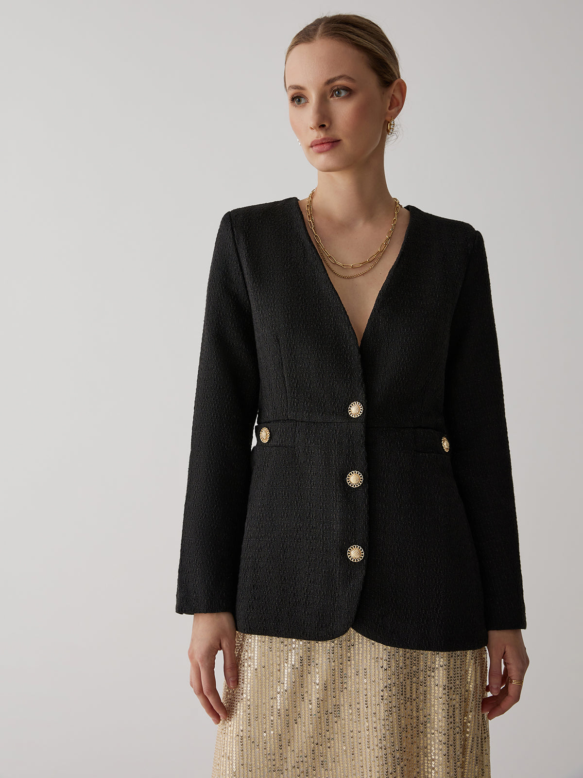 Vintage Siyah Tüvit Blazer