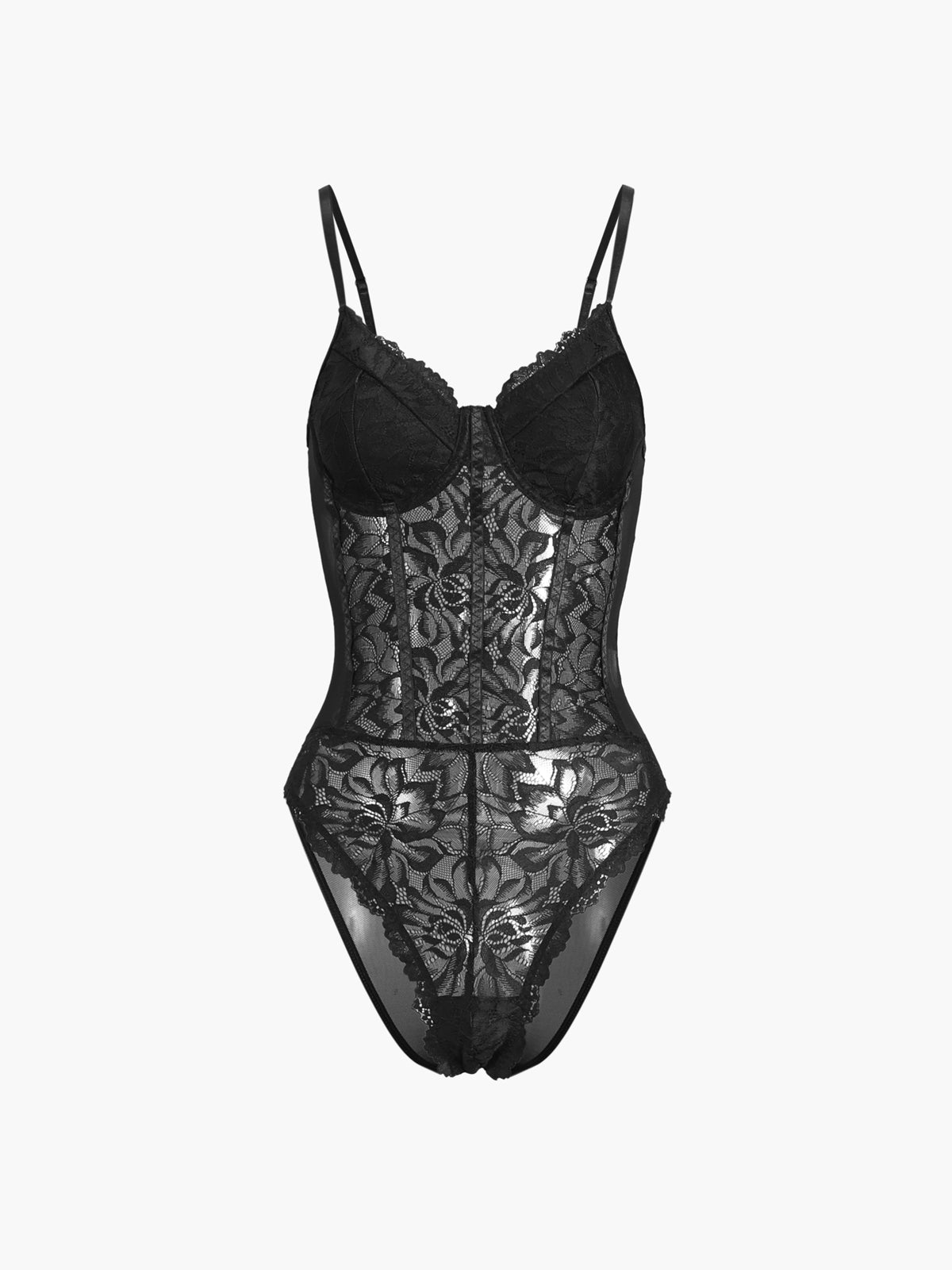 Çiçek Taraklı Kenarlı Dantel Kesilmiş Bodysuit