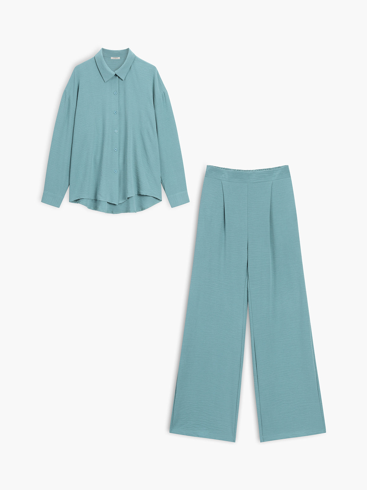 Solid Casual Pants Set Without Cami Top