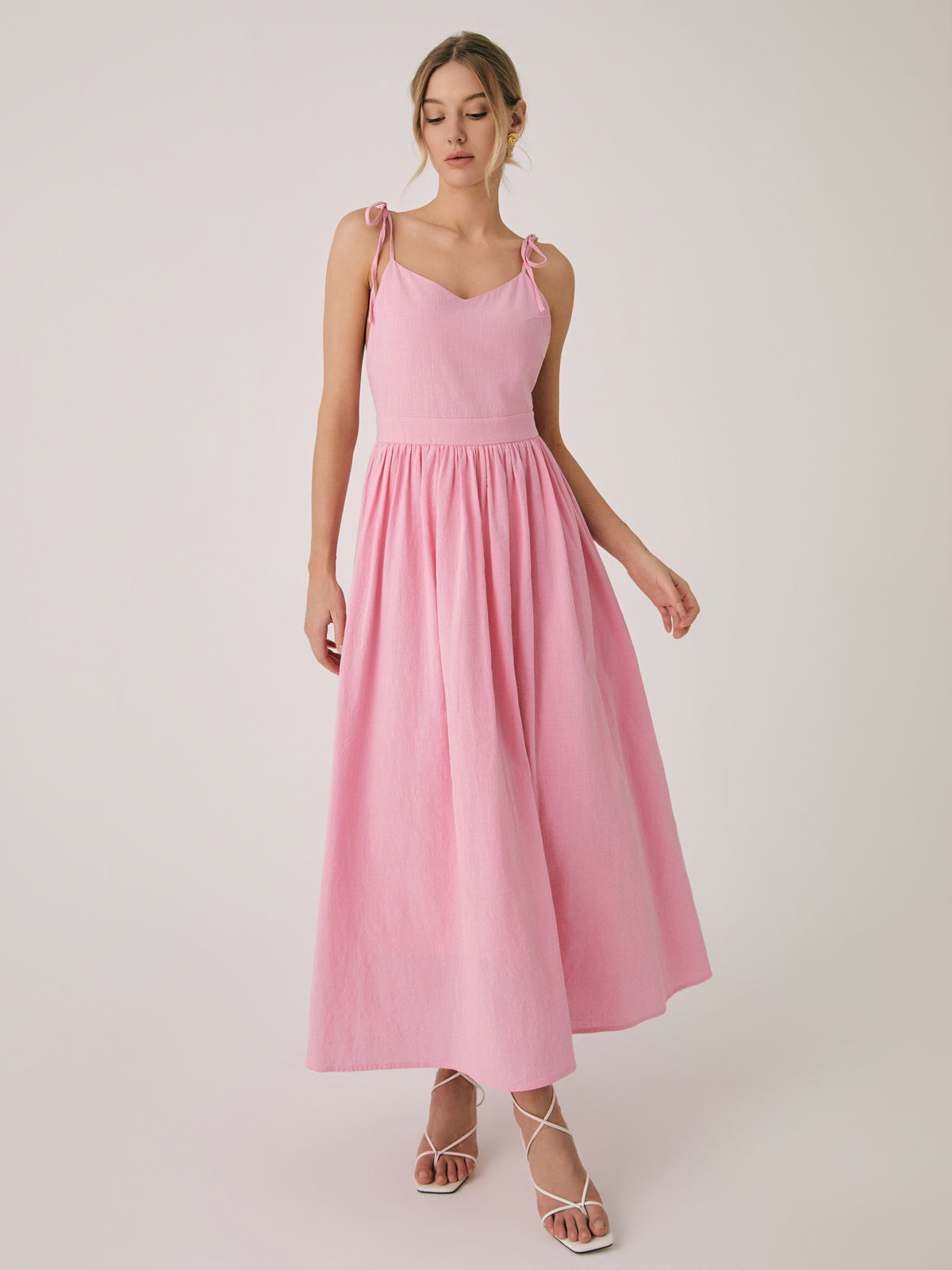 Cotton & Linen Backless Long Dress