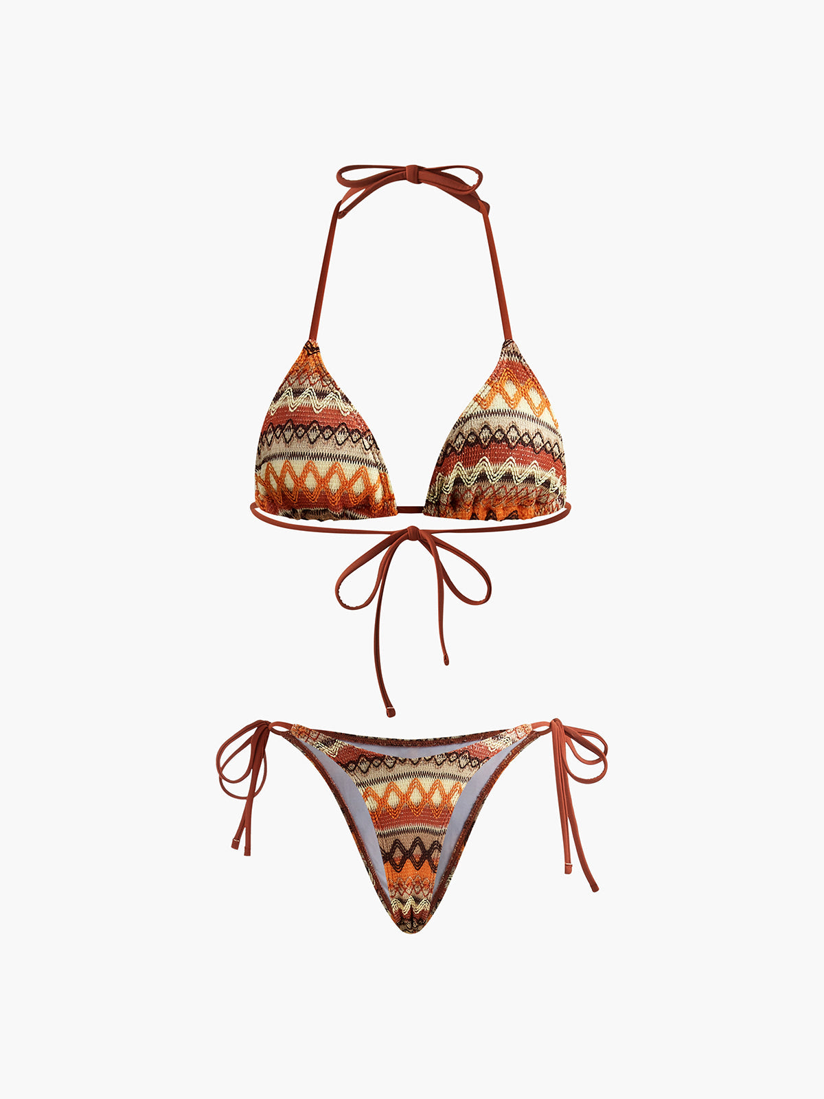 Halter Üçgen Örgü Bikini Takımı