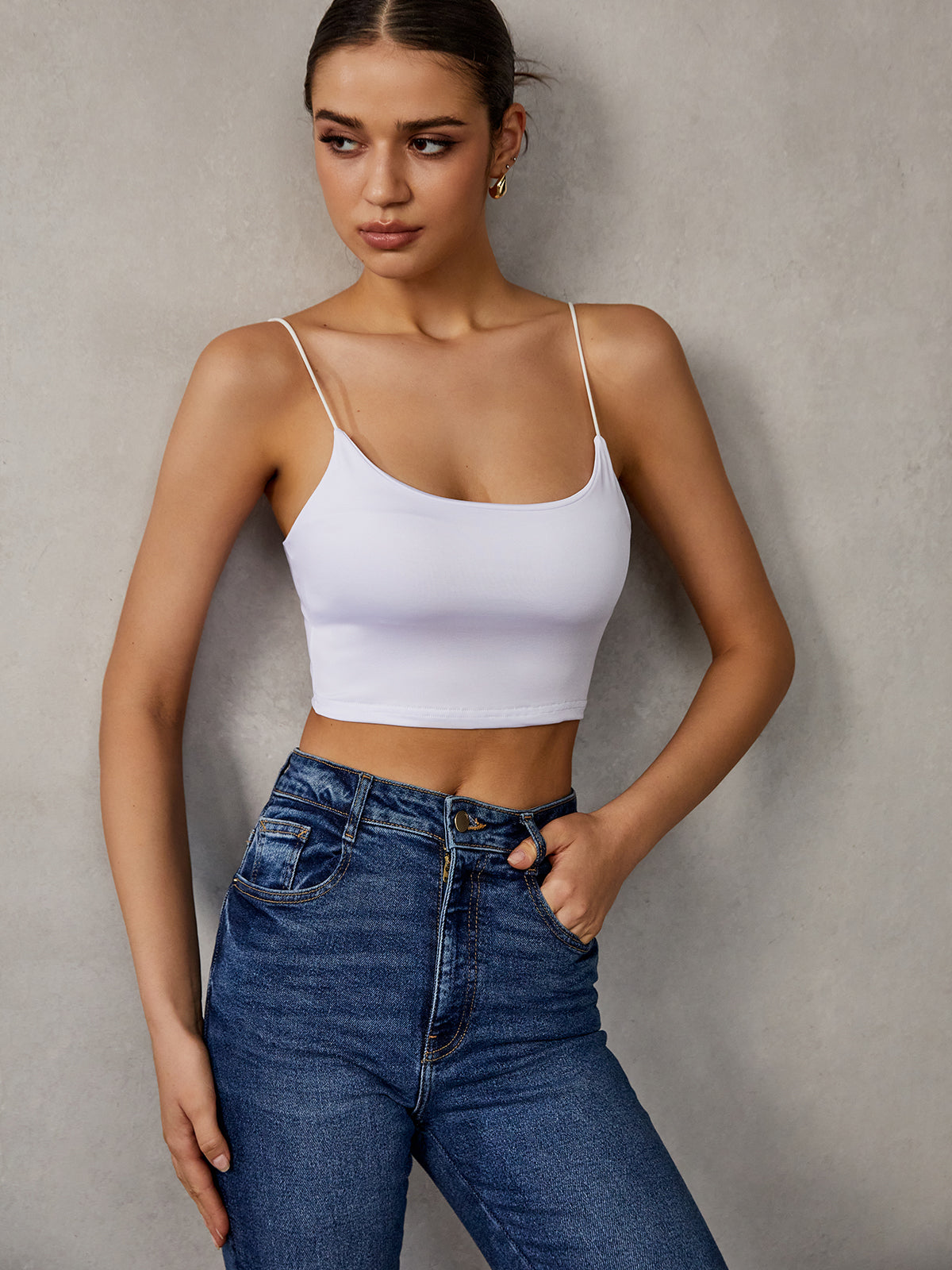 Kolsuz Cami Crop Üst