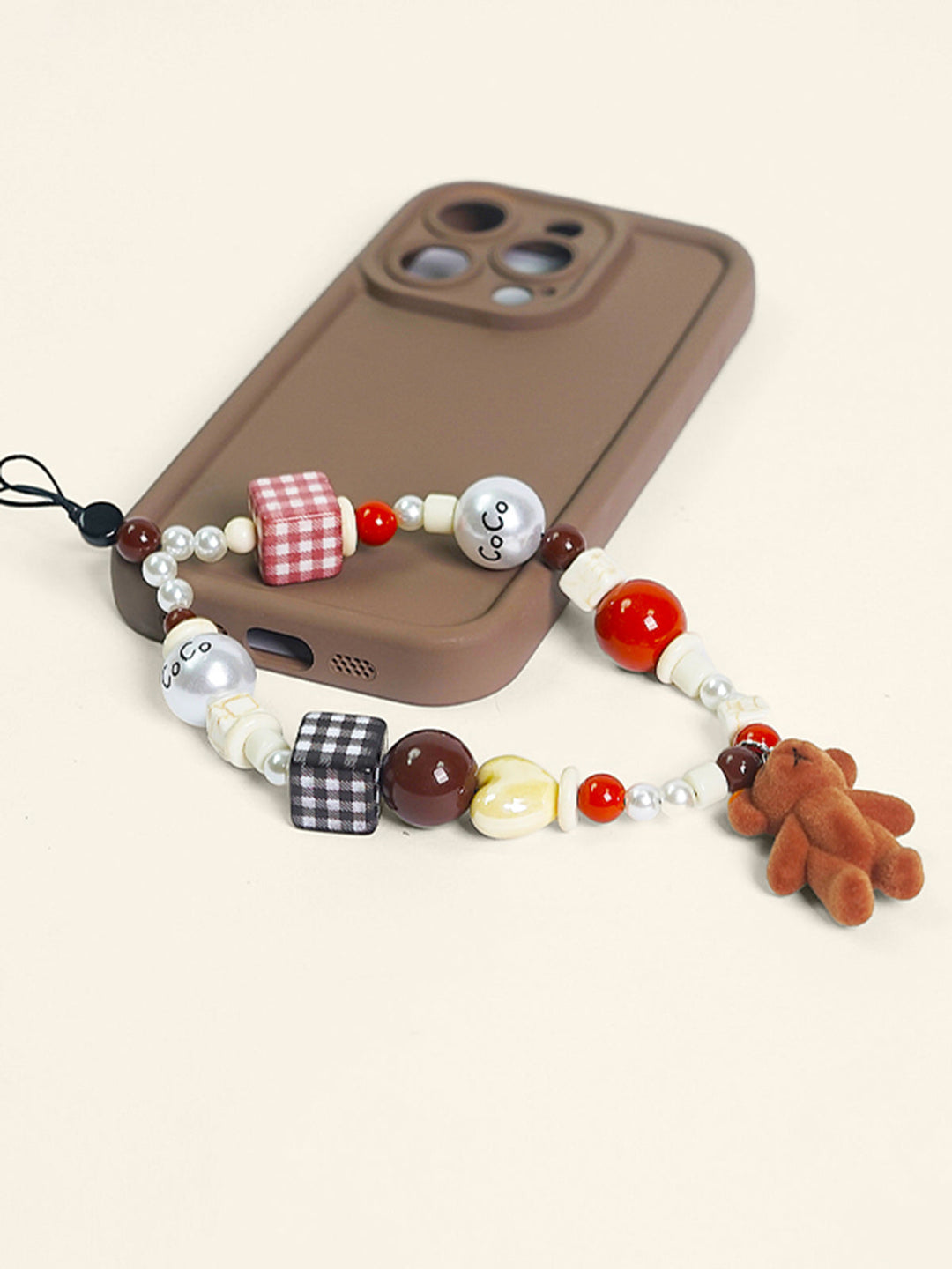 Floklu Ayı Bebek Boncuklu Telefon İpi