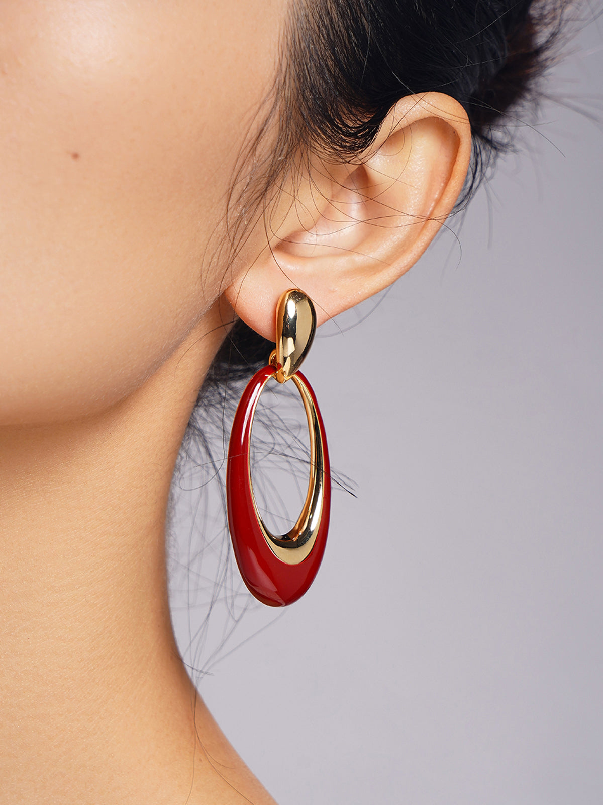 Oil Drop Oval Hoop Earrings