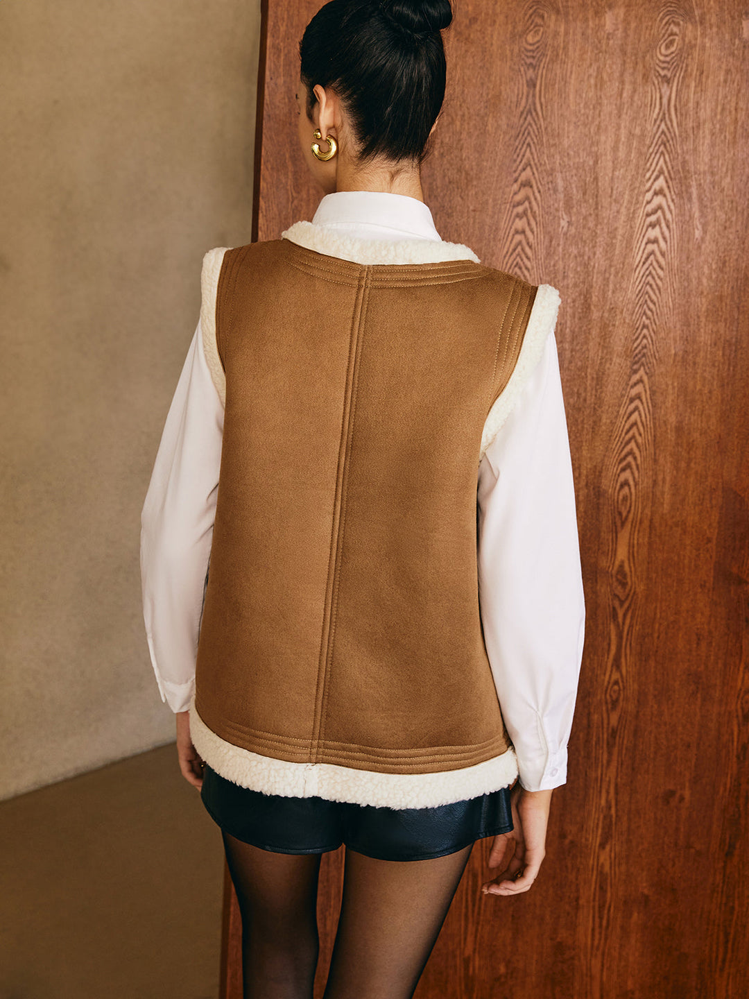 Minky Warm Faux Leather Vest