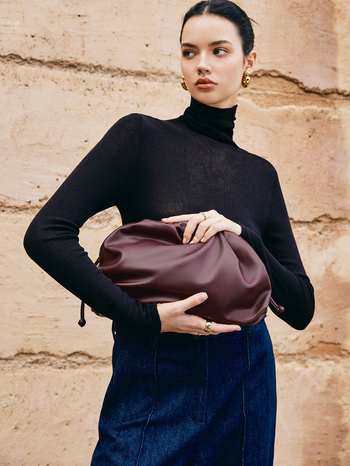 Ç drawstring Yumuşak Clutch Çantası