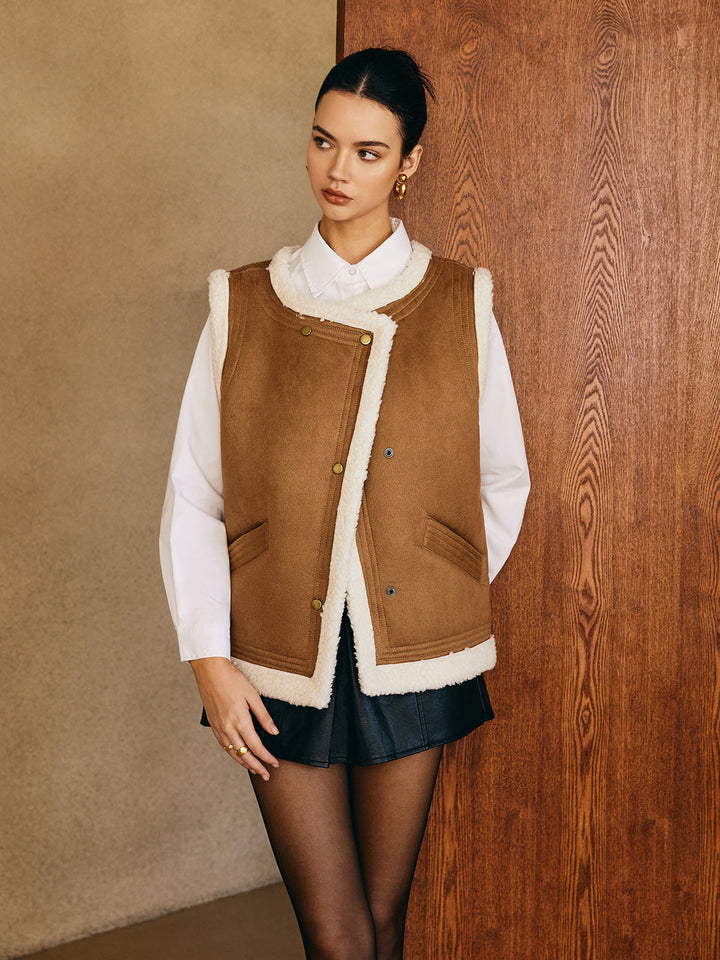 Minky Warm Faux Leather Vest