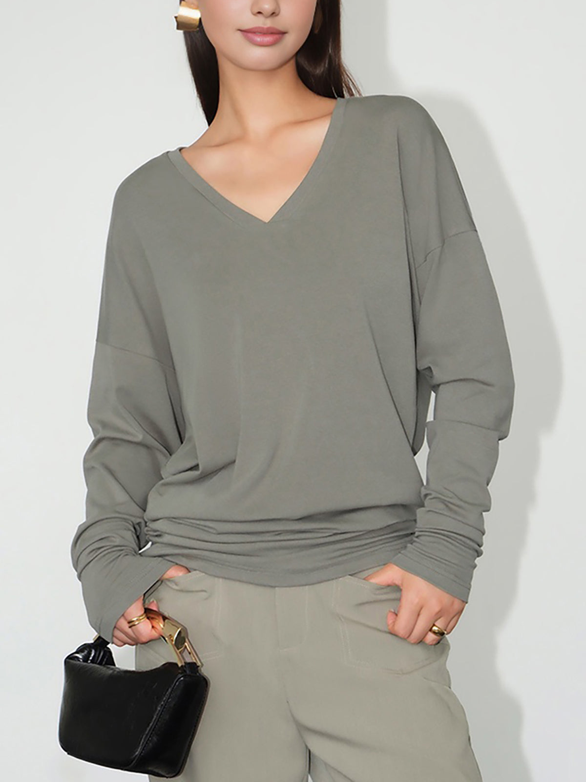 Minimalist V-Neck Draped Top