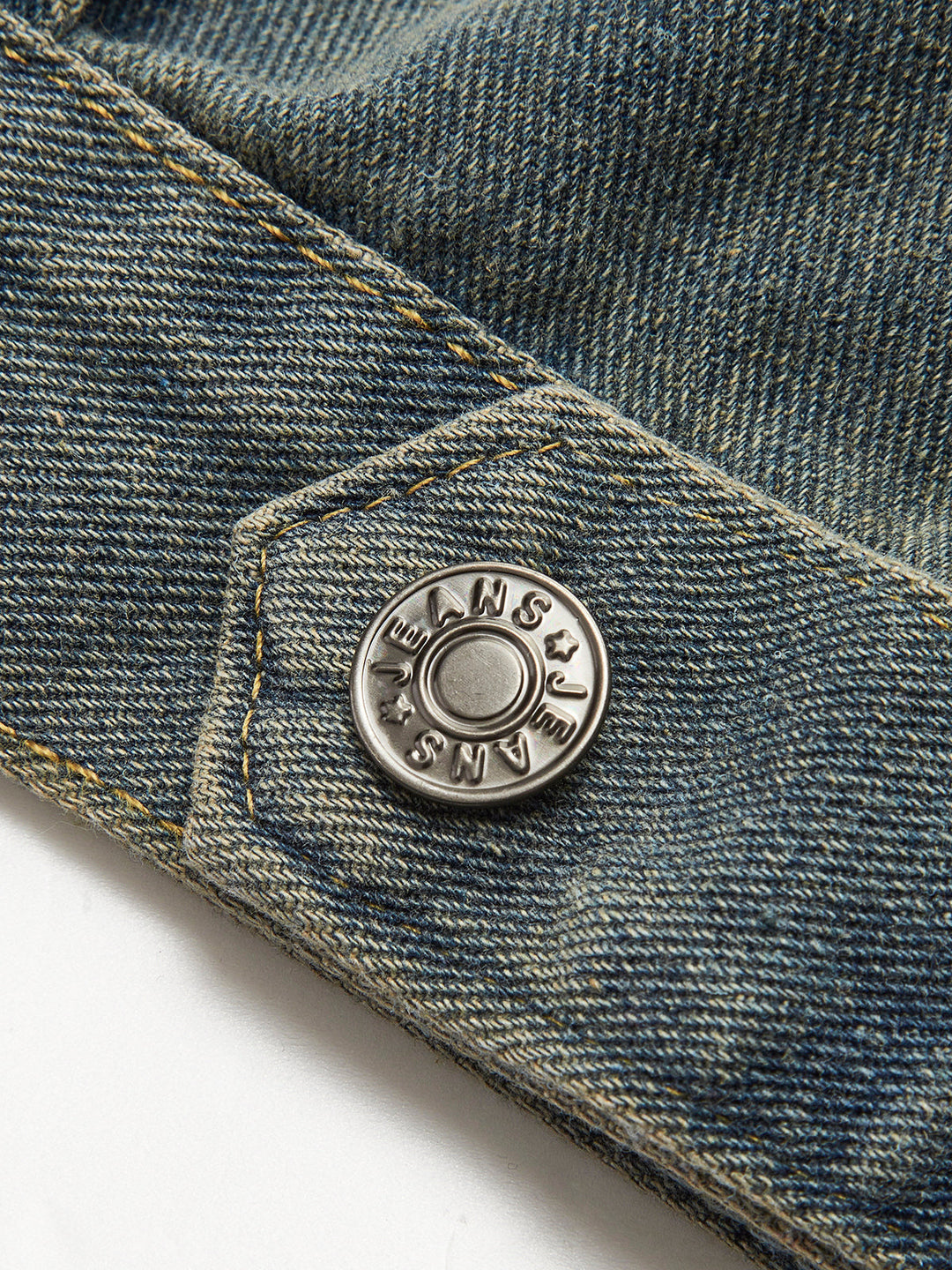 Vintage Contrast Trim Lapel Denim Jacket