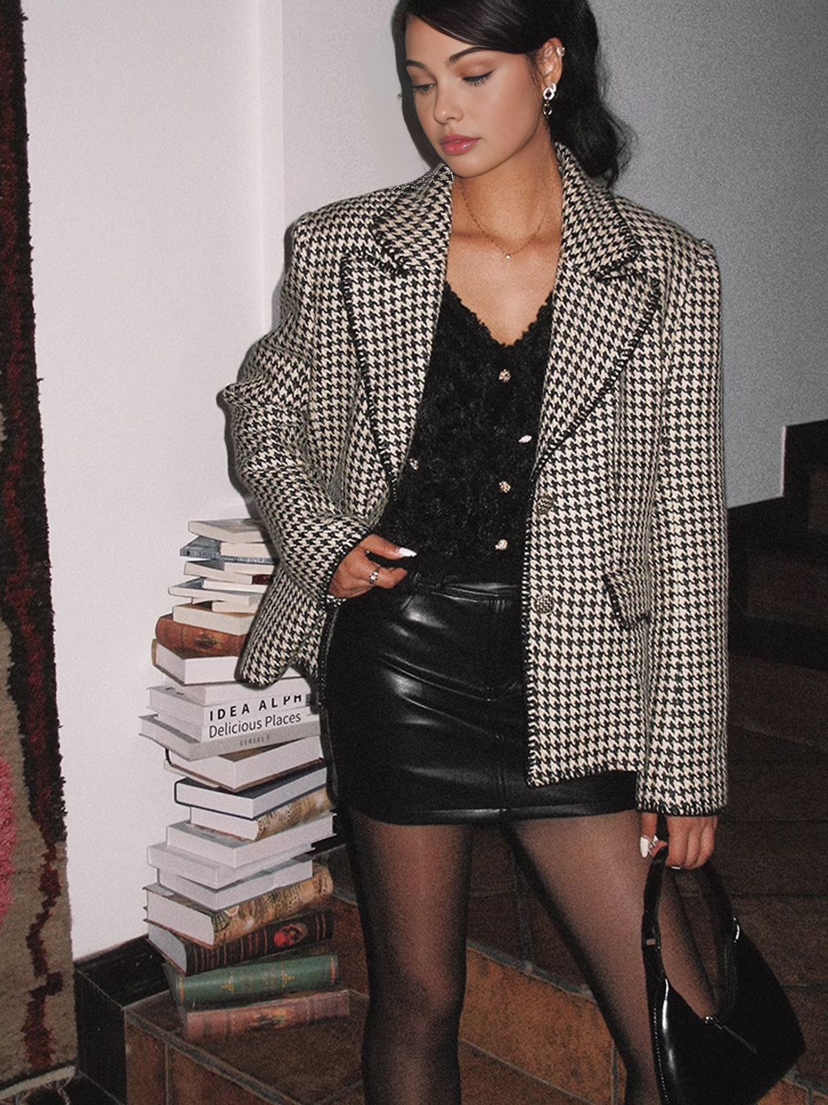 Retro Yaka Düğme Blazer