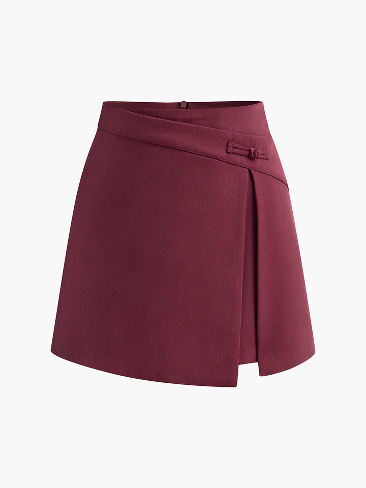 Trendy Asimetrik Yırtmaçlı Mini Etek