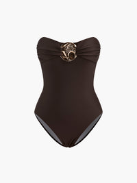 Şık Metal Detaylı Dönme Öntekli Tek Parça Mayo