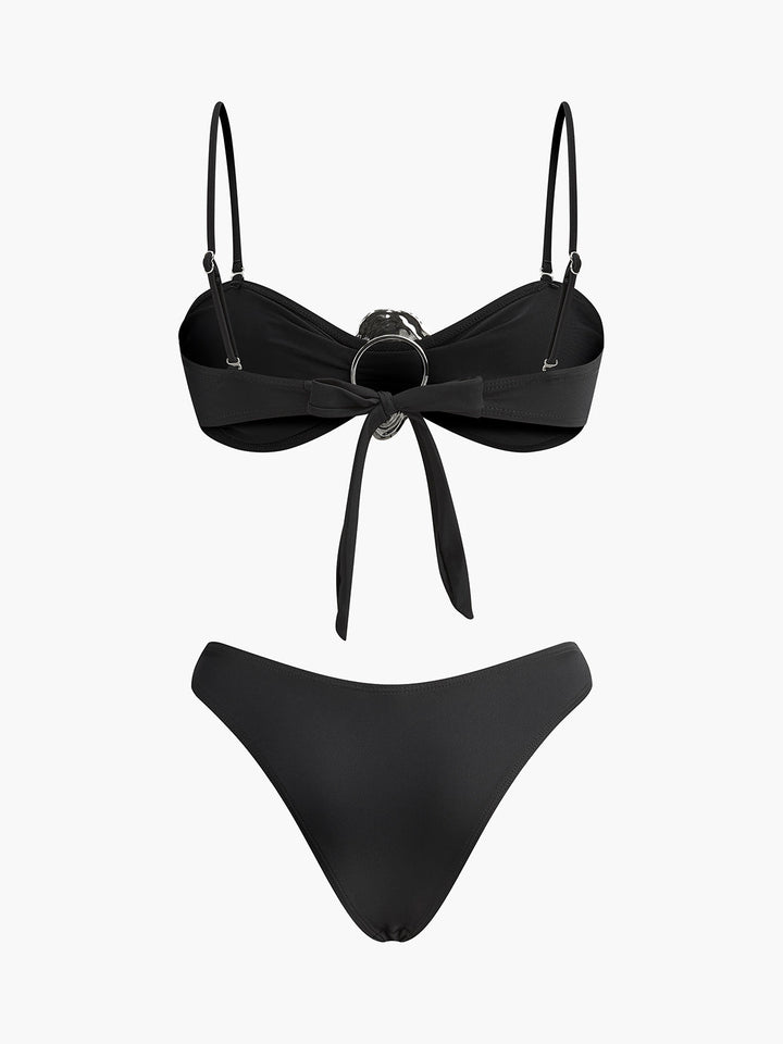 Şık Metal Detaylı Bağlama Ön Bikini Takımı