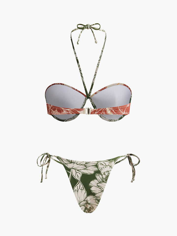 Şirin Çiçek Desenli Bikini Takımı ile Sevimli Bağlamalı Etek