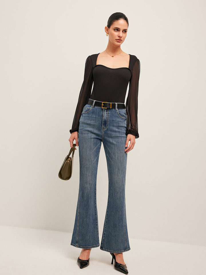 Şık Kabarık Bodysuit ve Trendy File Kollar