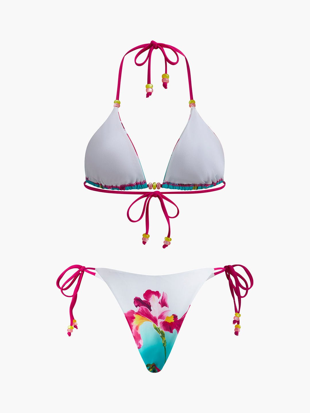Çekici Çiçekli Boncuklu Bikini Takımı