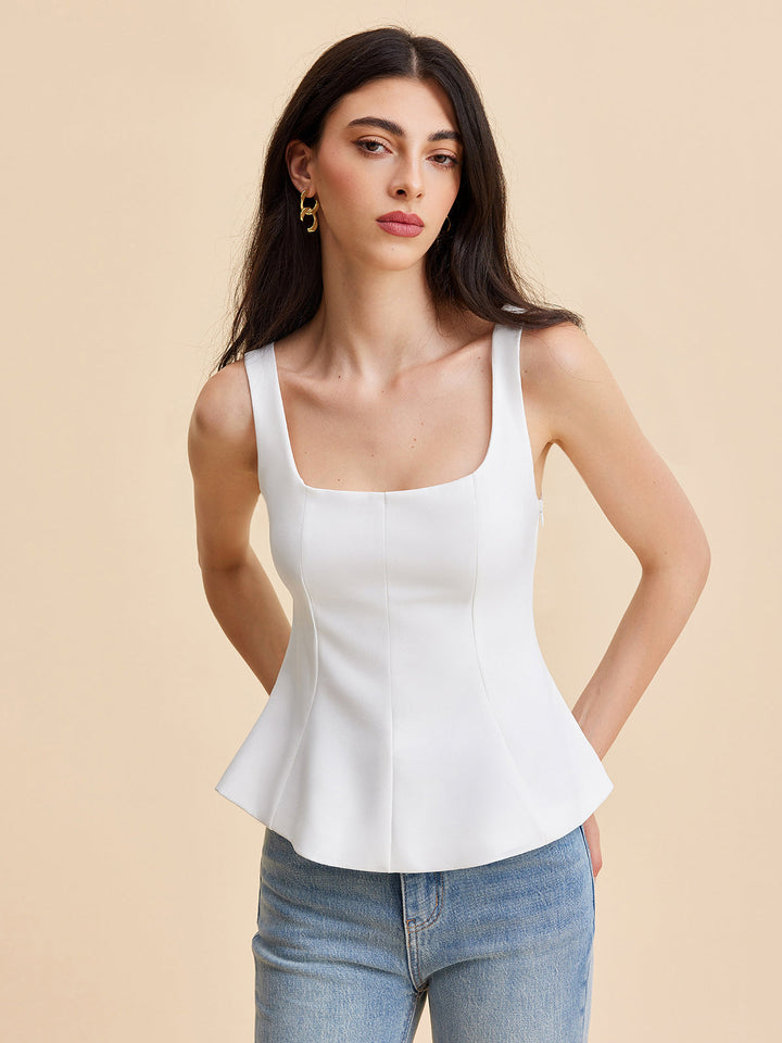 Şık Kare Yaka Peplum Bluz ile Rahat Stil