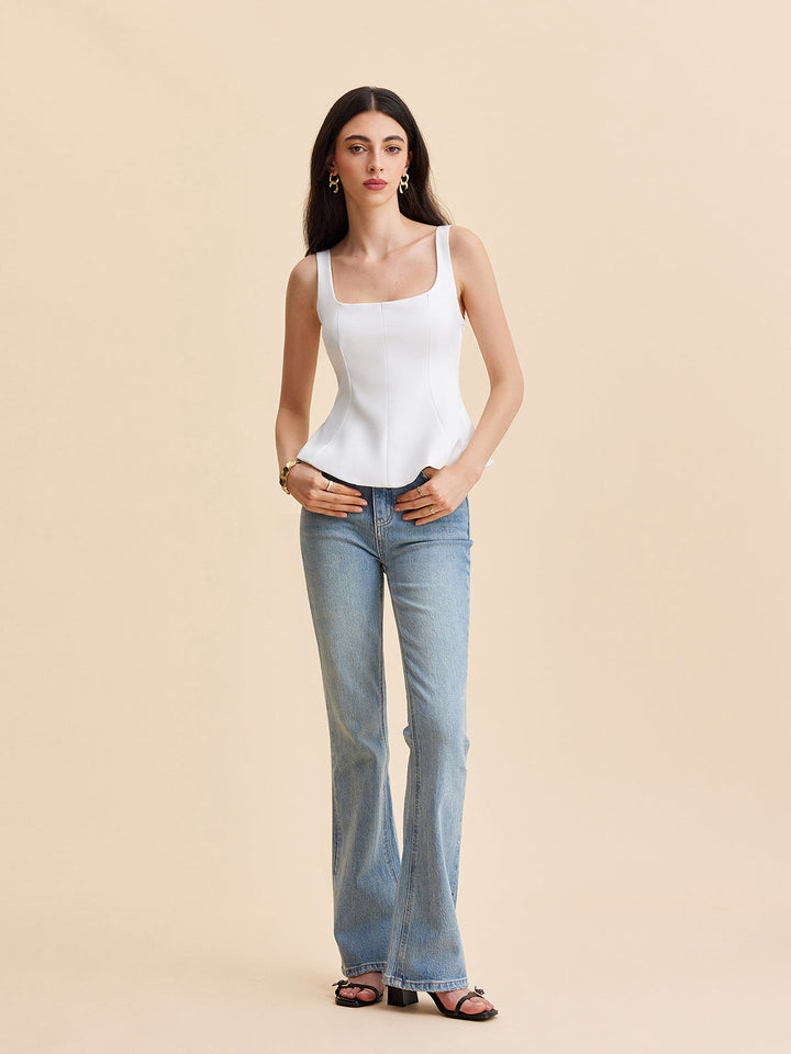 Şık Kare Yaka Peplum Bluz ile Rahat Stil