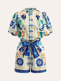 Şık Çiçek Desenli Kemerli Tulum ile Rahat Tarz