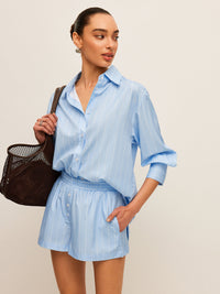 Şık Çizgili Bağcıklı Üst