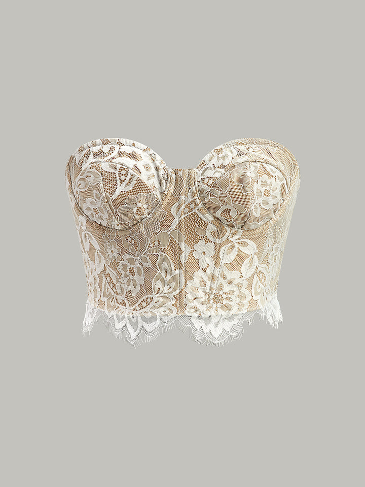 Ensemble de corset topless floral en encaje con diseño ajustado