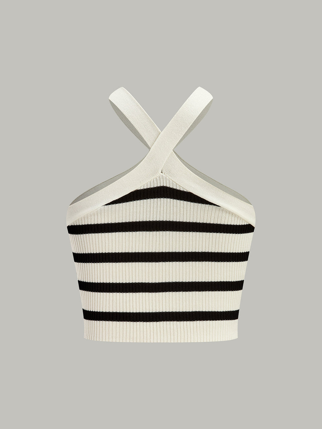 Çizgili askılı crop top