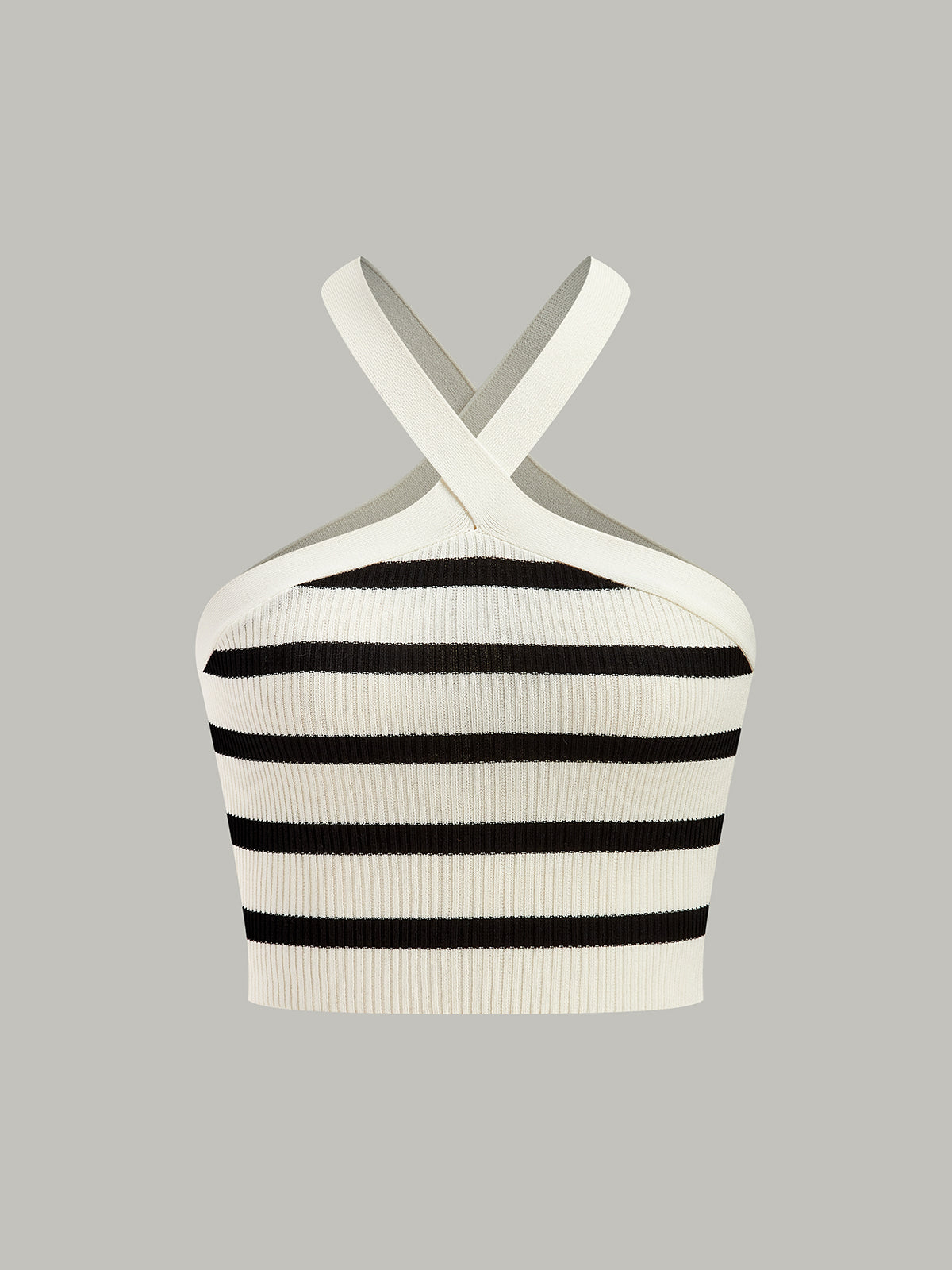 Çizgili askılı crop top