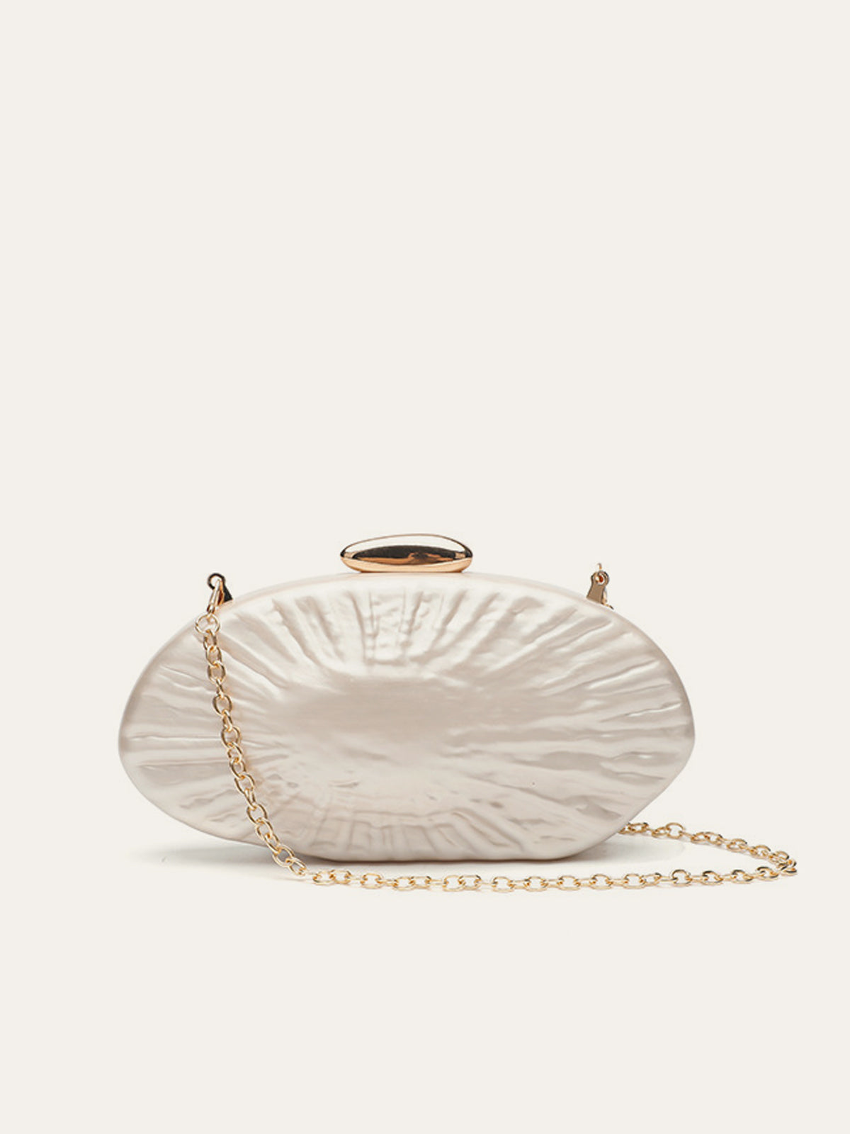 Zarif İnci Doku Clutch Şık Altın Zincirli