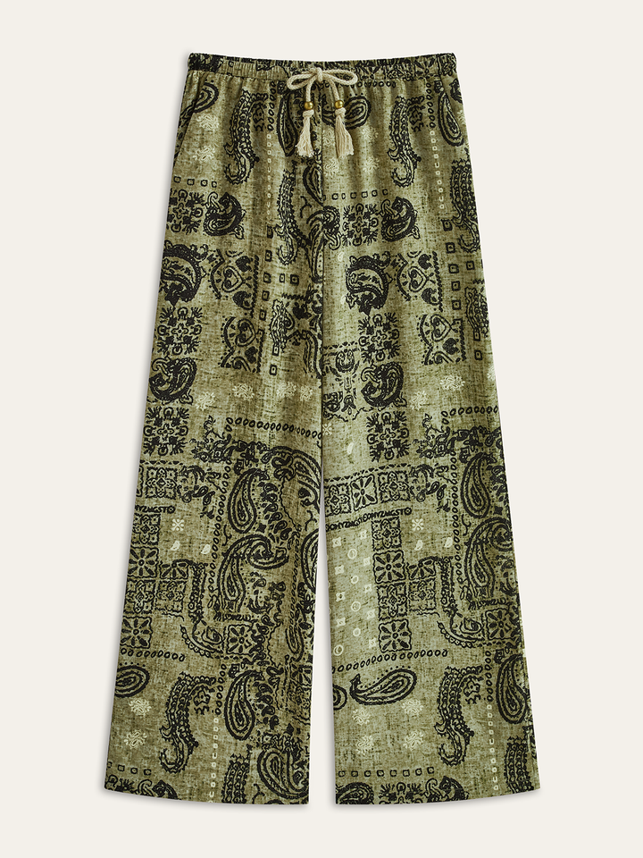 Paisley Desenli Bol Paçalı Tropici Pantolon