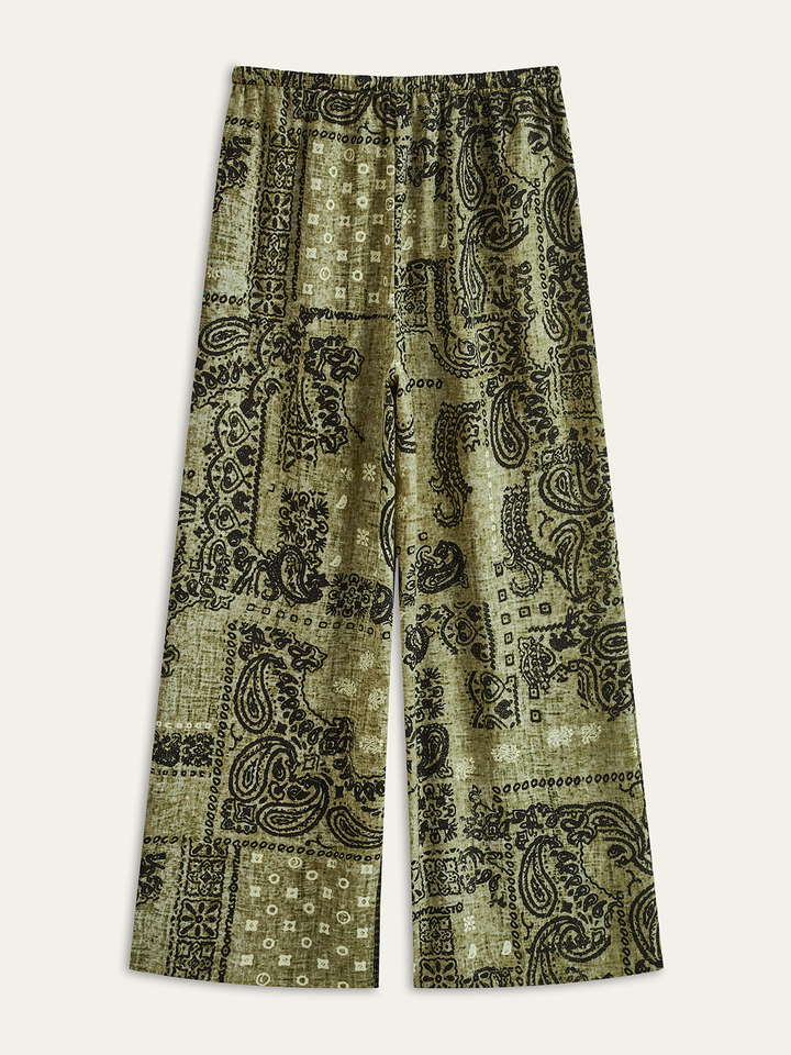 Paisley Desenli Bol Paçalı Tropici Pantolon
