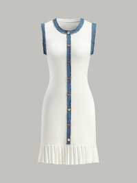 Kot Detaylı Düğmeli Ön Katlı Etek Ucu Midi Elbise