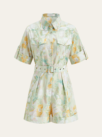 Cep Detaylı Desenli Çiçekli Tulumlar