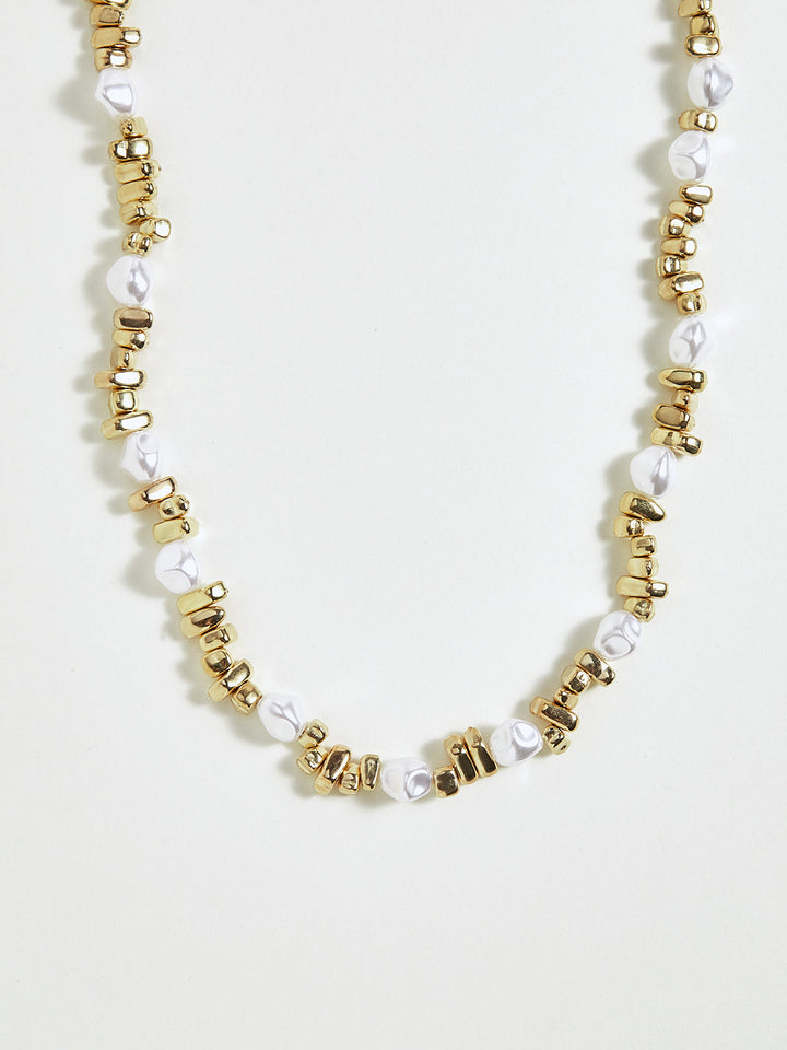 İnci ve Altın Boncuklu Choker Kolye