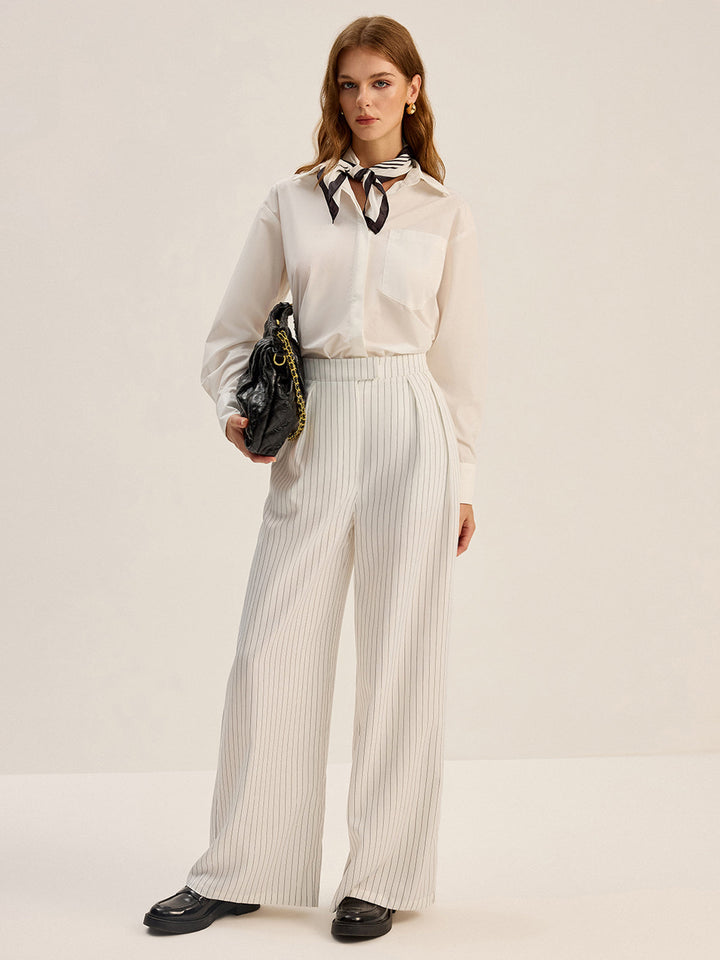 Pinstripe Geniş Paça Pantolon
