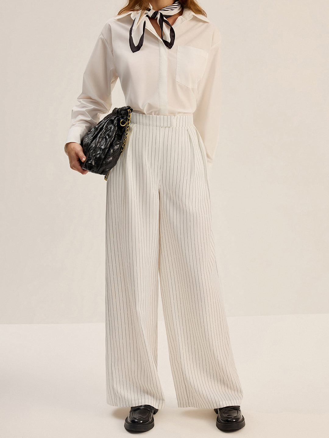 Pinstripe Geniş Paça Pantolon