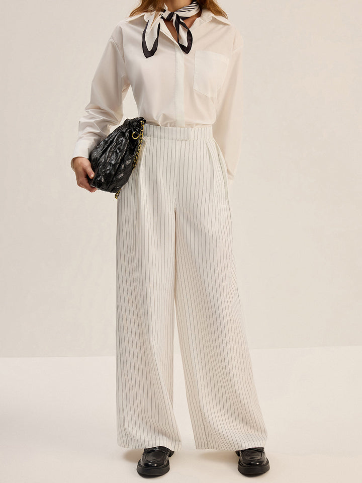 Pinstripe Geniş Paça Pantolon
