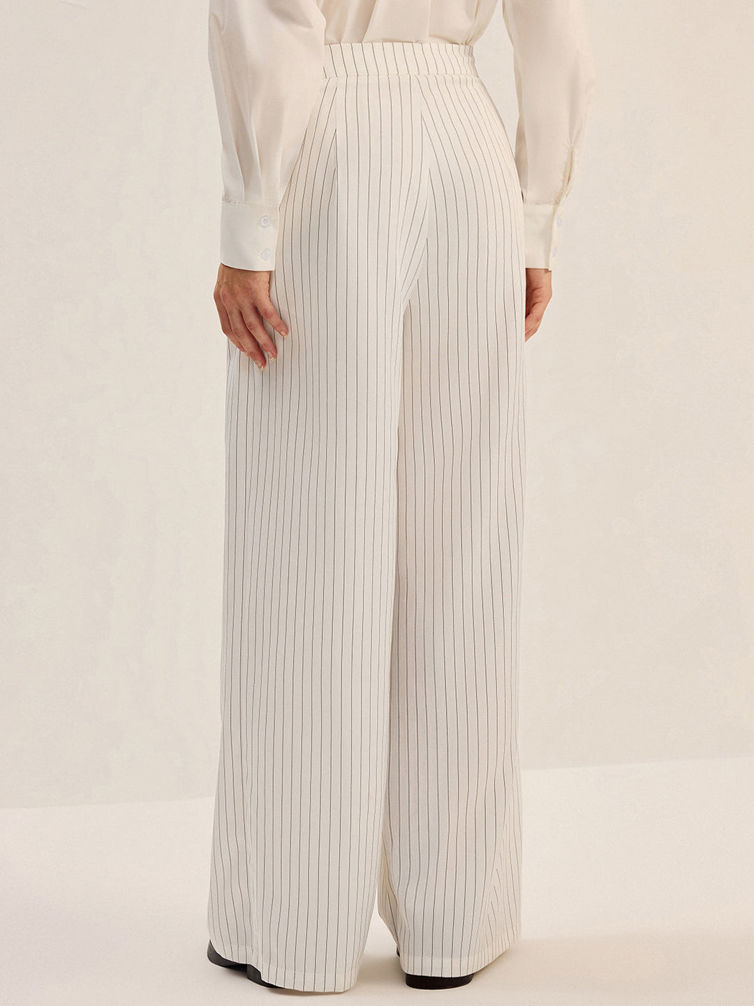 Pinstripe Geniş Paça Pantolon