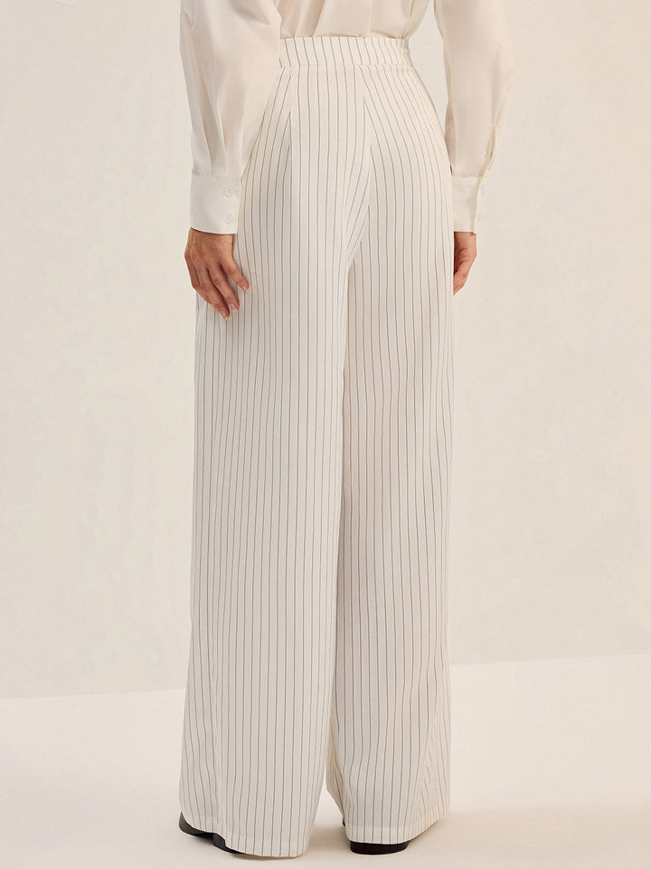 Pinstripe Geniş Paça Pantolon