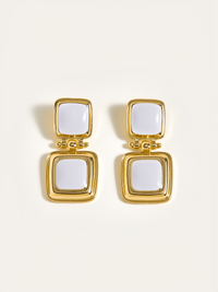 Çift Kare Damla Küpe