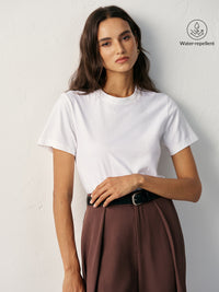 Su Geçirmez Pamuk Yuvarlak Yaka Tişört