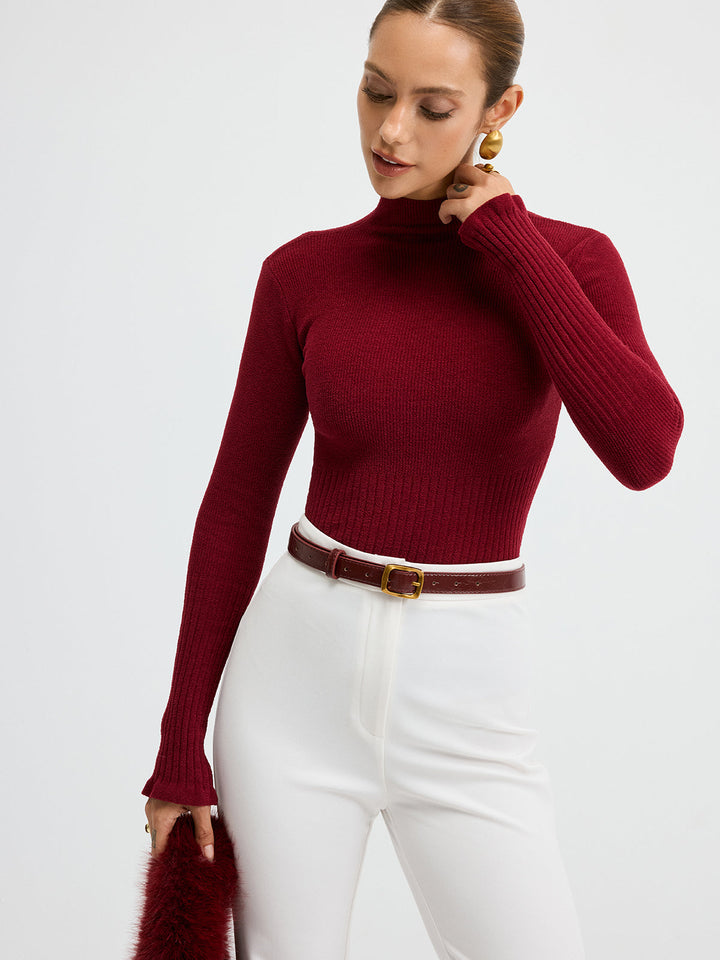 Slim Fit Yarım Balıkçı Yaka Ribana Kazak