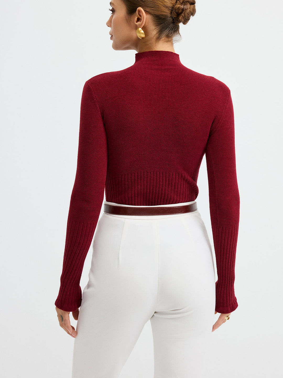Slim Fit Yarım Balıkçı Yaka Ribana Kazak